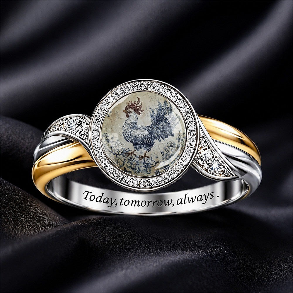 Blue Rooster Cameo Ring