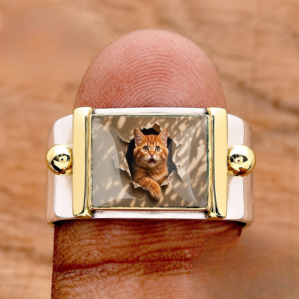 Peeking Cat Square Ring