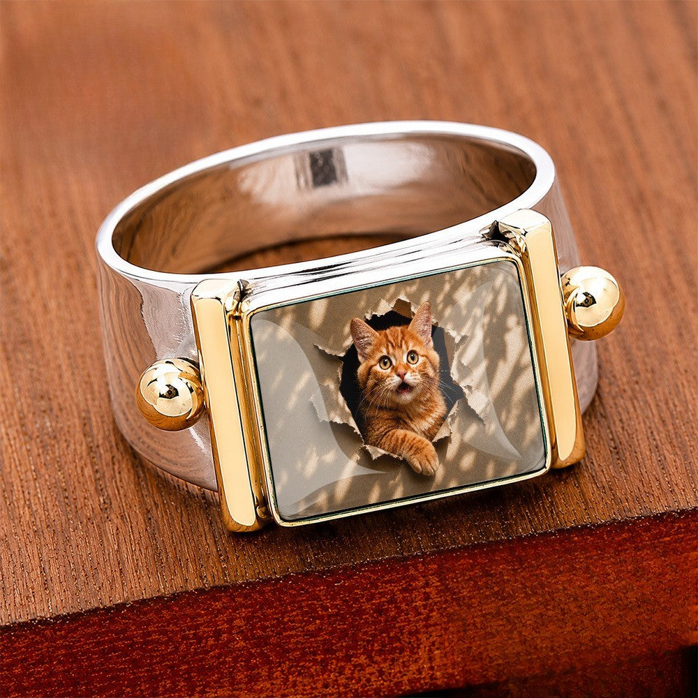 Peeking Cat Square Ring