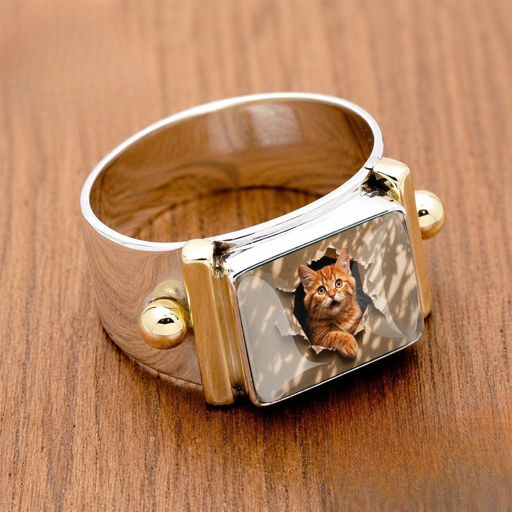 Peeking Cat Square Ring