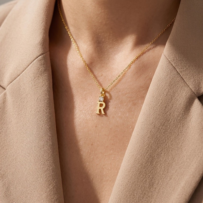 Crystal Initial Pendant