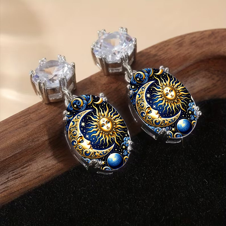 Celestial Sun & Moon Drop Earrings