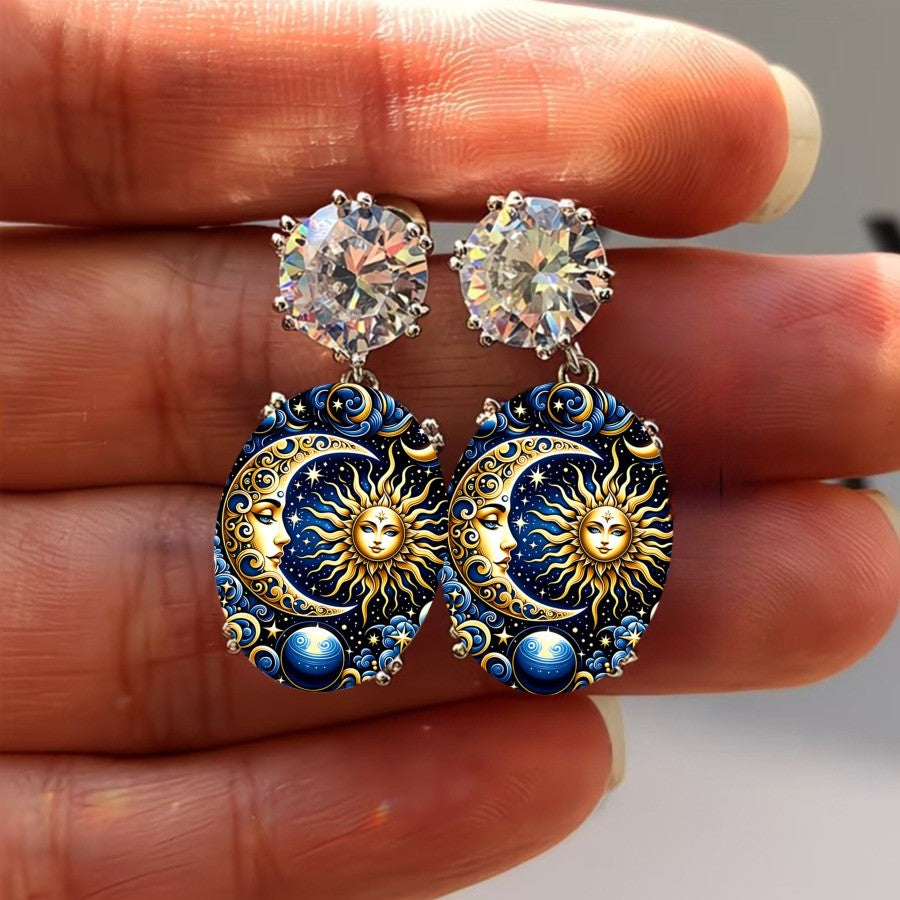 Celestial Sun & Moon Drop Earrings