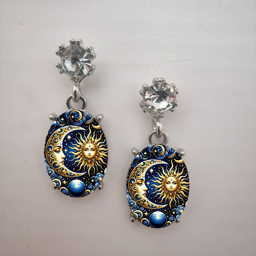 Celestial Sun & Moon Drop Earrings