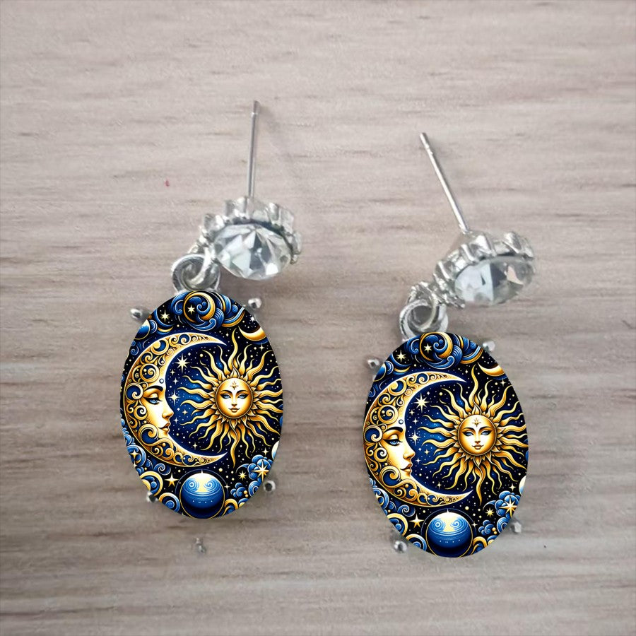 Celestial Sun & Moon Drop Earrings