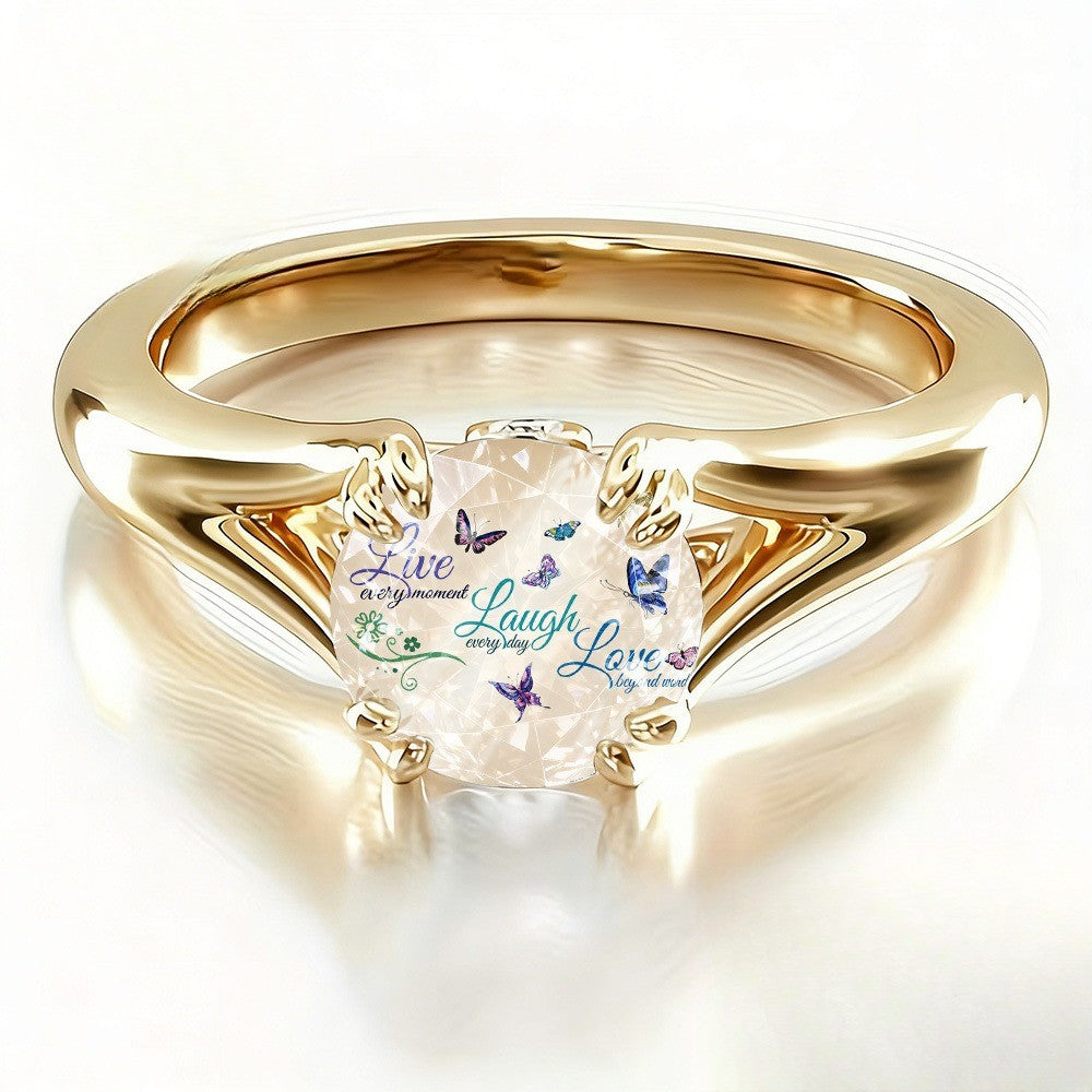 Live Laugh Love Butterfly Ring