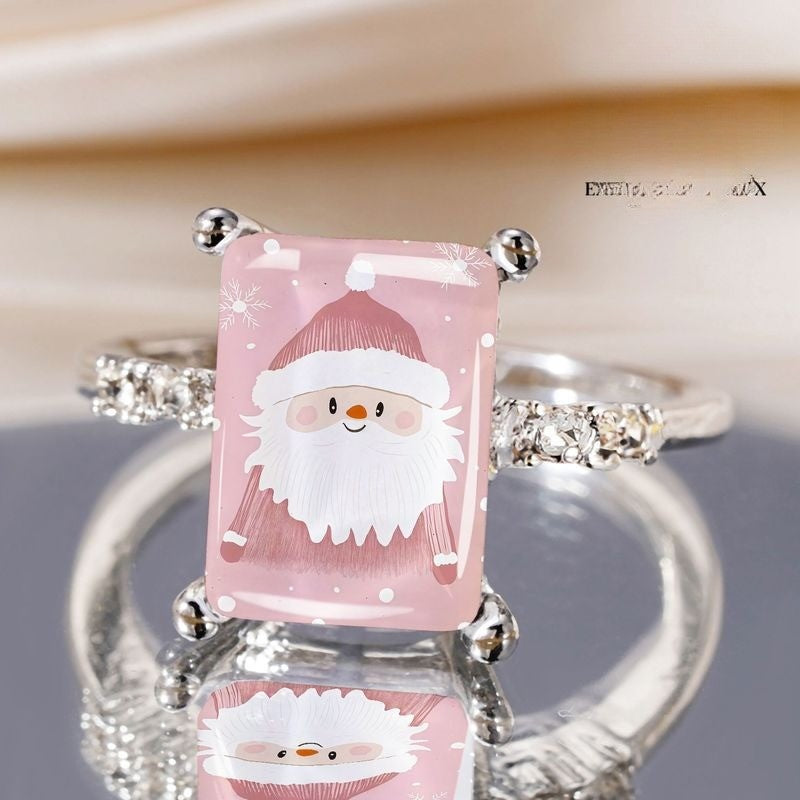 Pink Santa Rectangular Ring