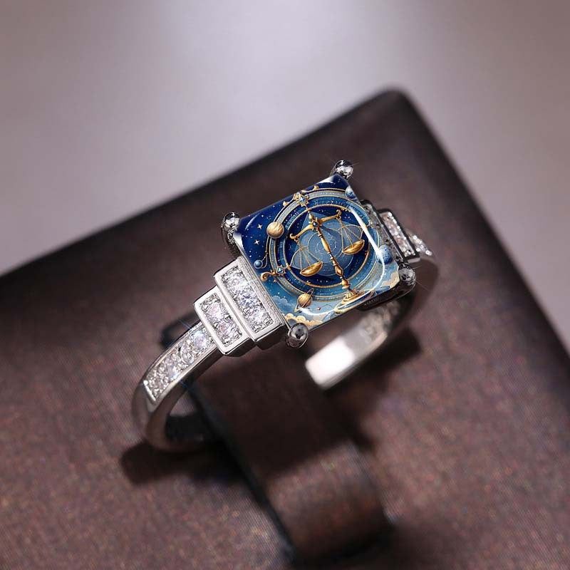 Libra Zodiac Square Ring