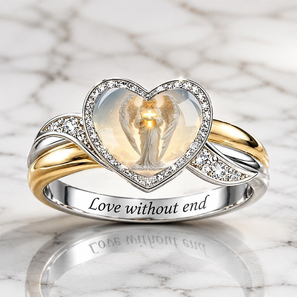 Angel Heart Glass Dome Ring