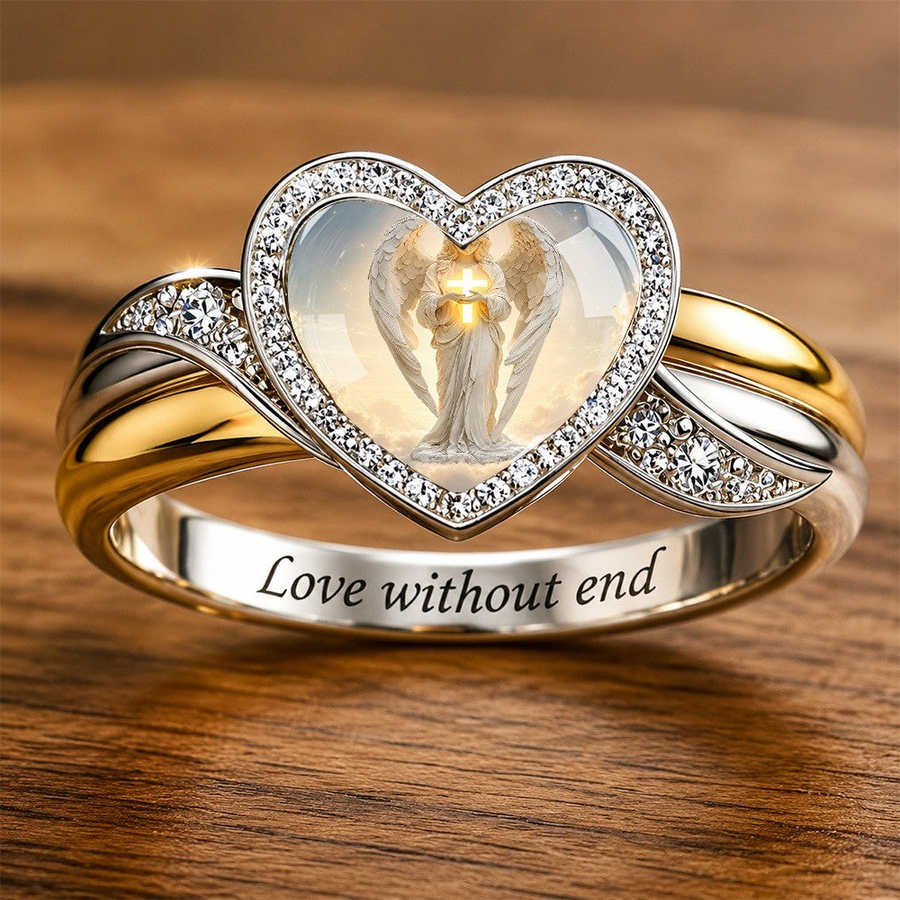 Angel Heart Glass Dome Ring