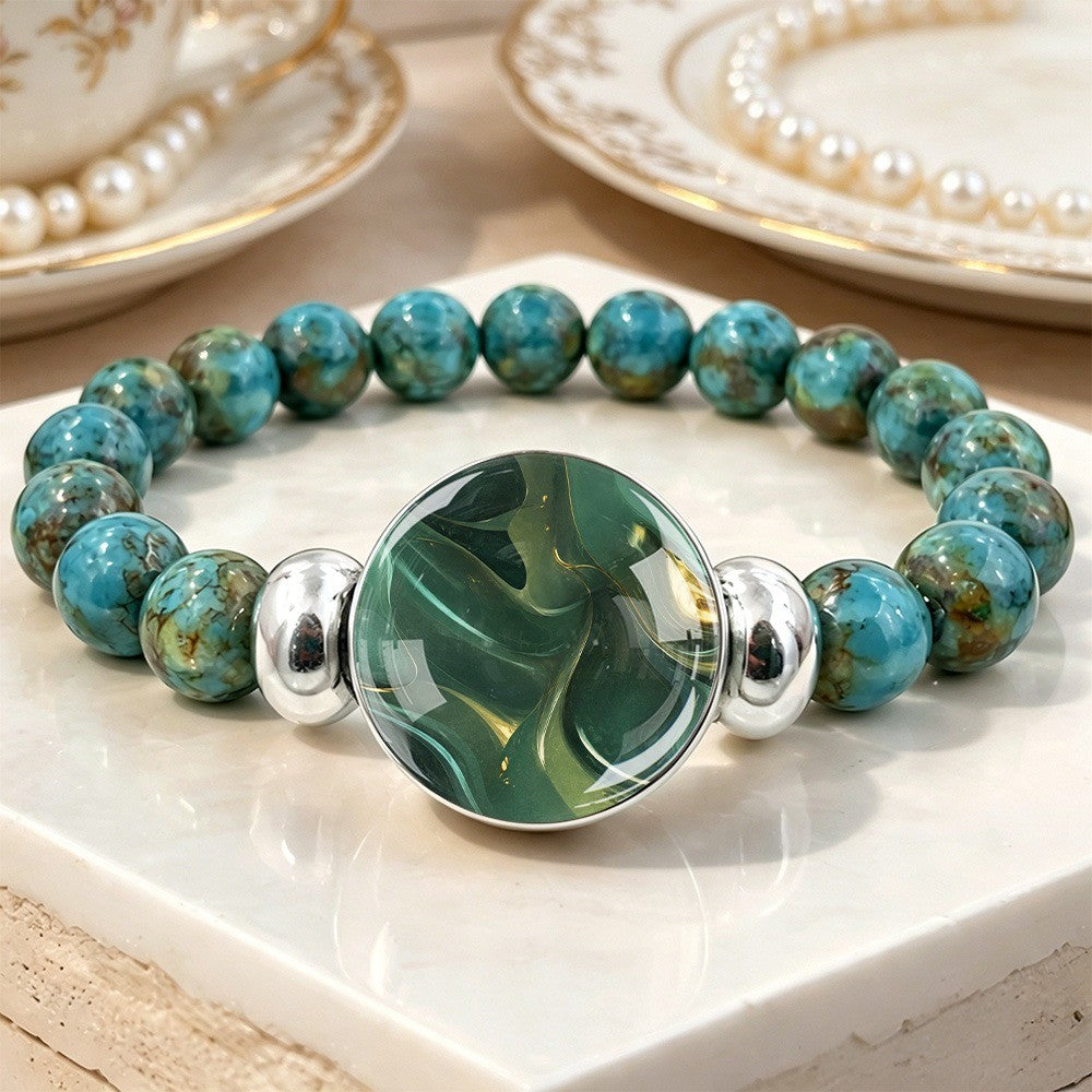 Green Marble Disc Bracelet