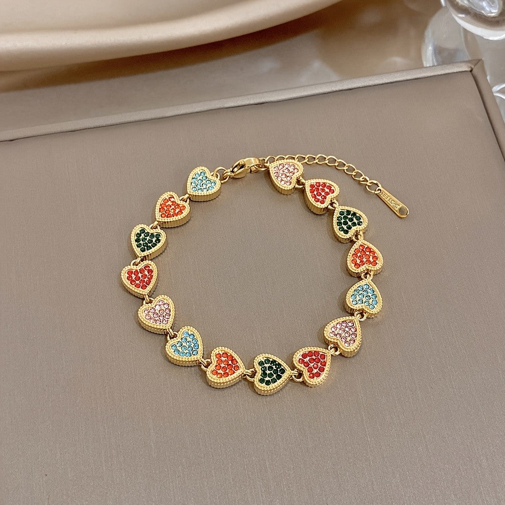 Colorful Heart Link Bracelet