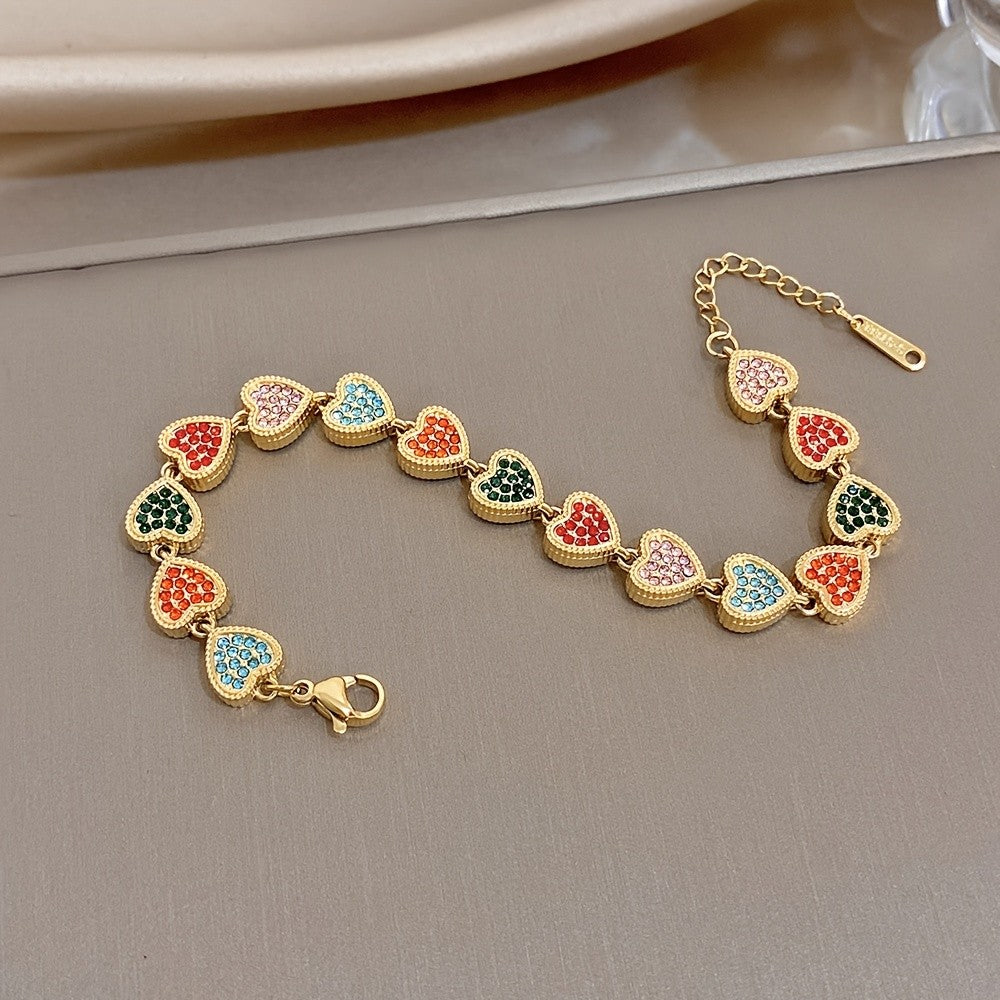 Colorful Heart Link Bracelet