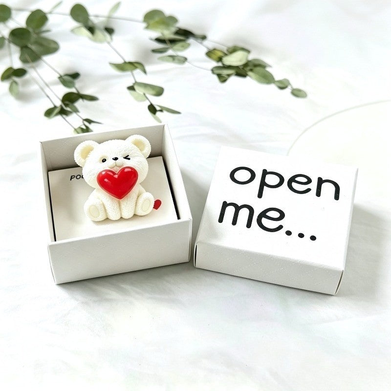 White Bear Heart Brooch