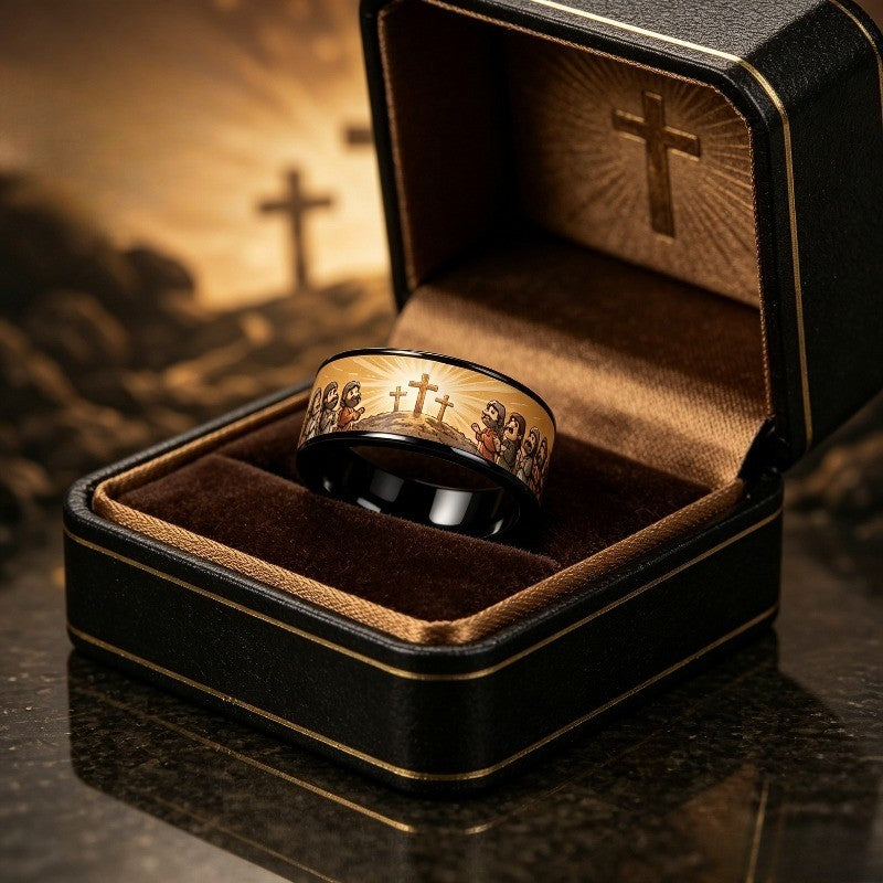 Biblical Scene Cross Ring