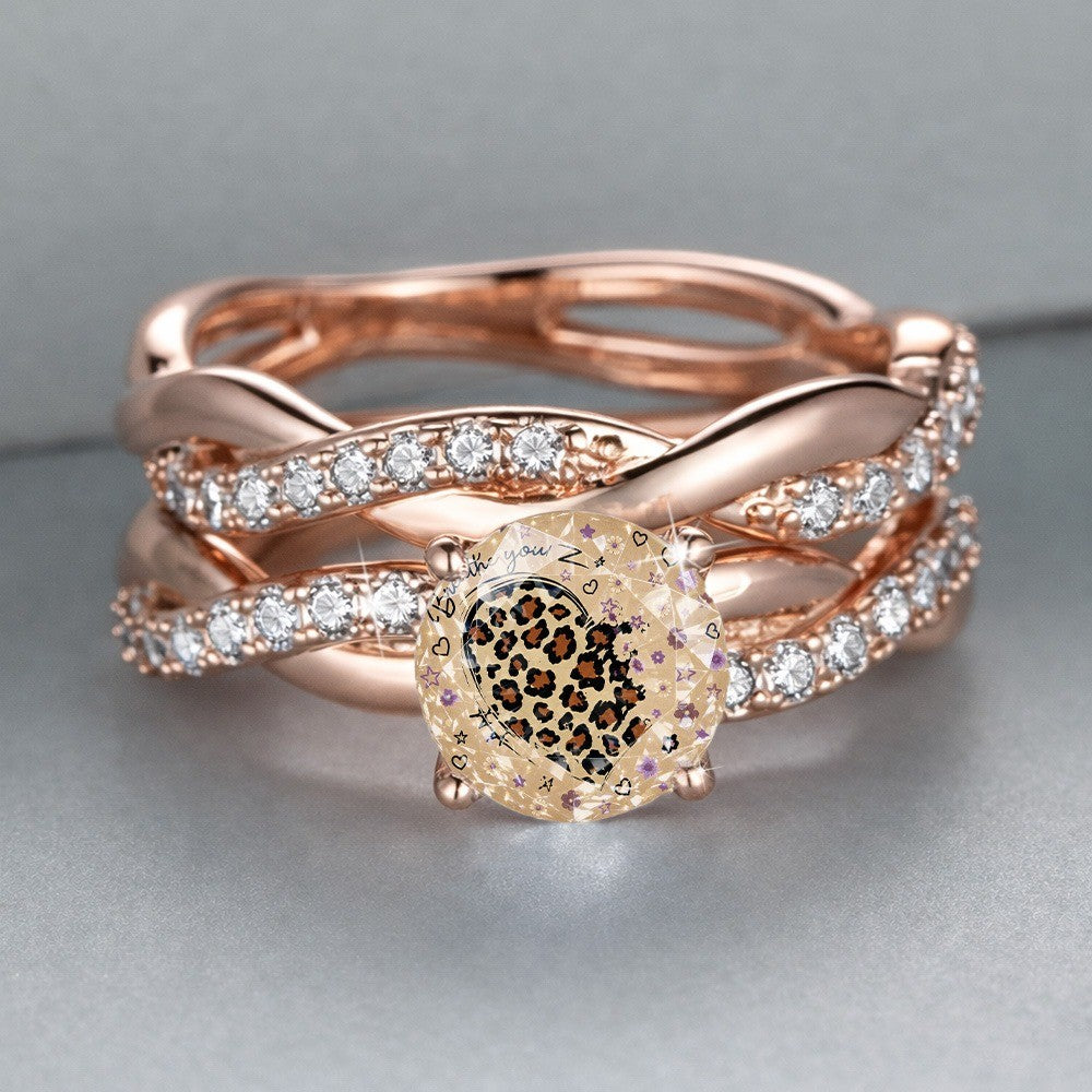 Leopard Heart Woven Band Ring