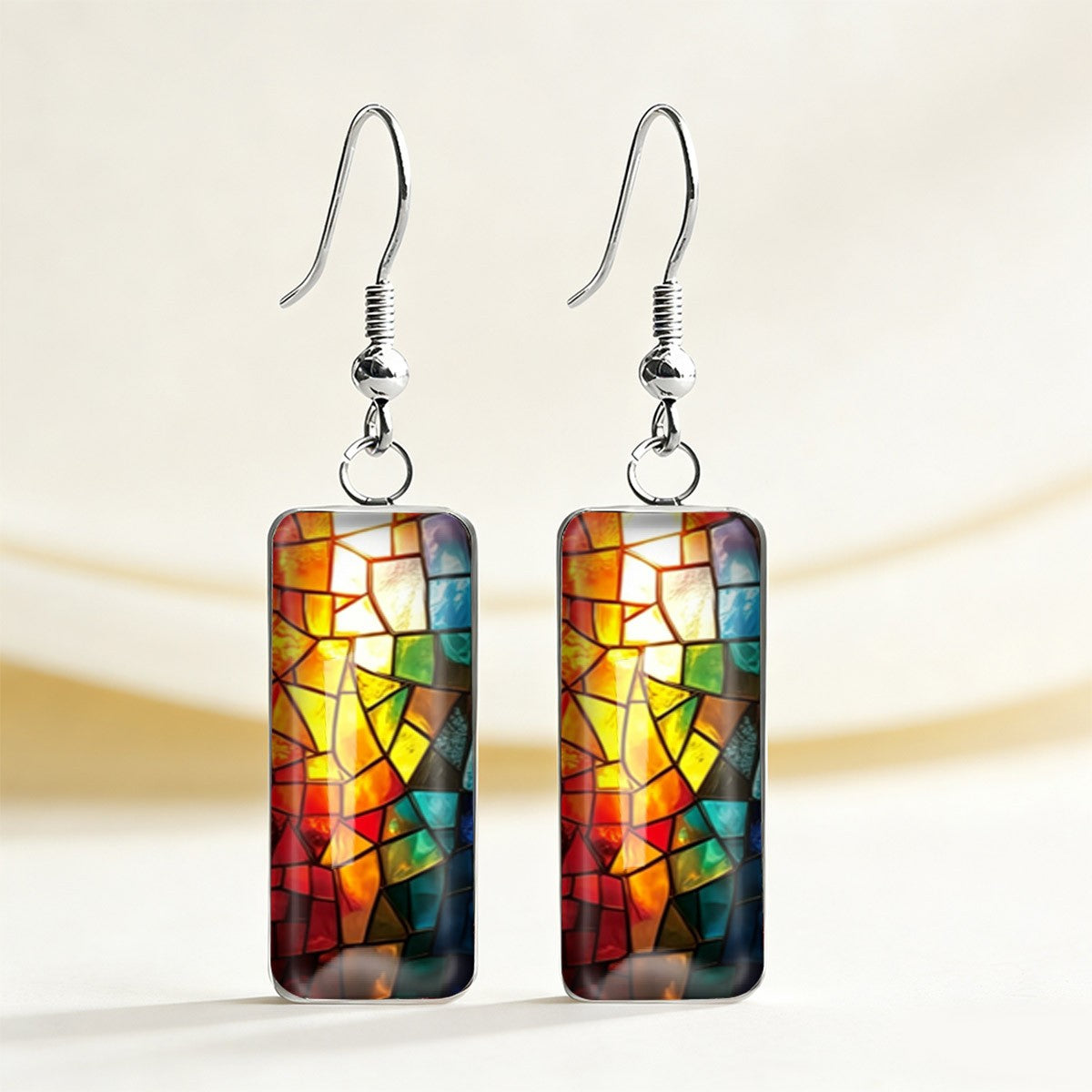 Colorful Mosaic Rectangle Earrings