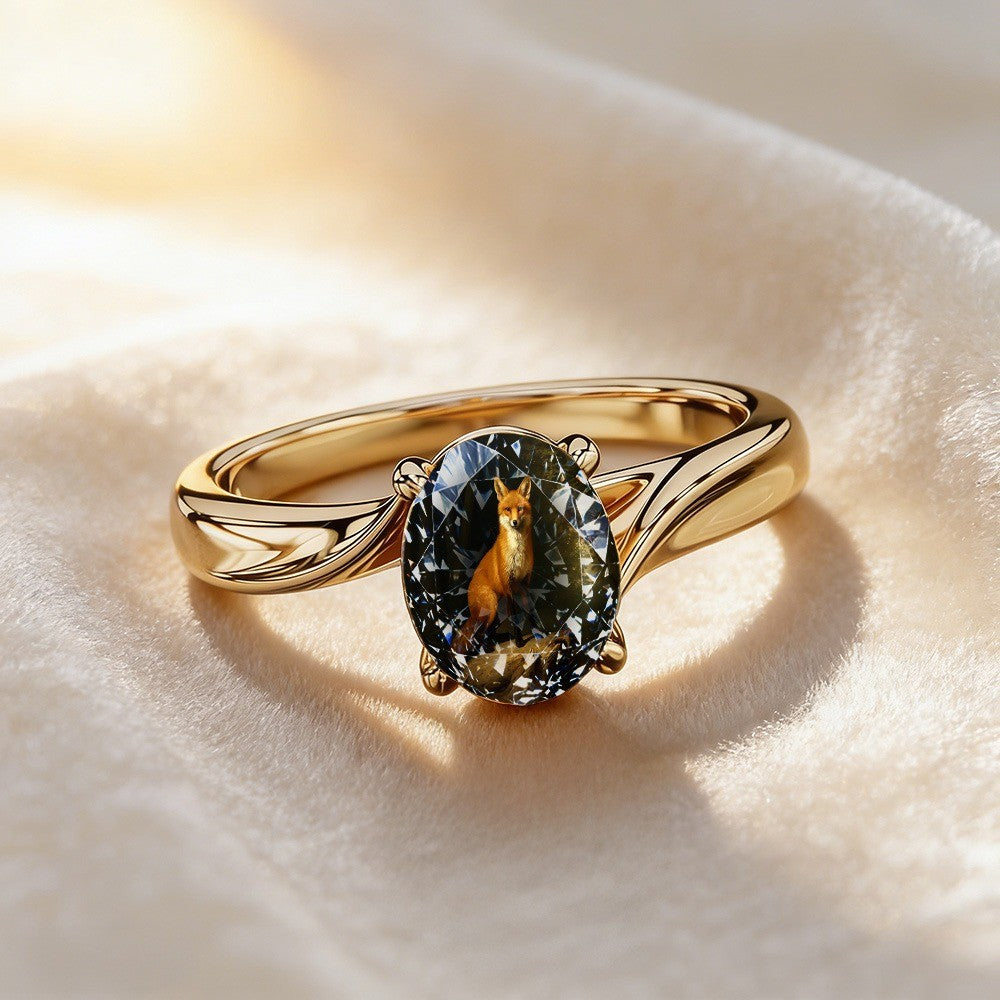 Fox Glass Stone Ring
