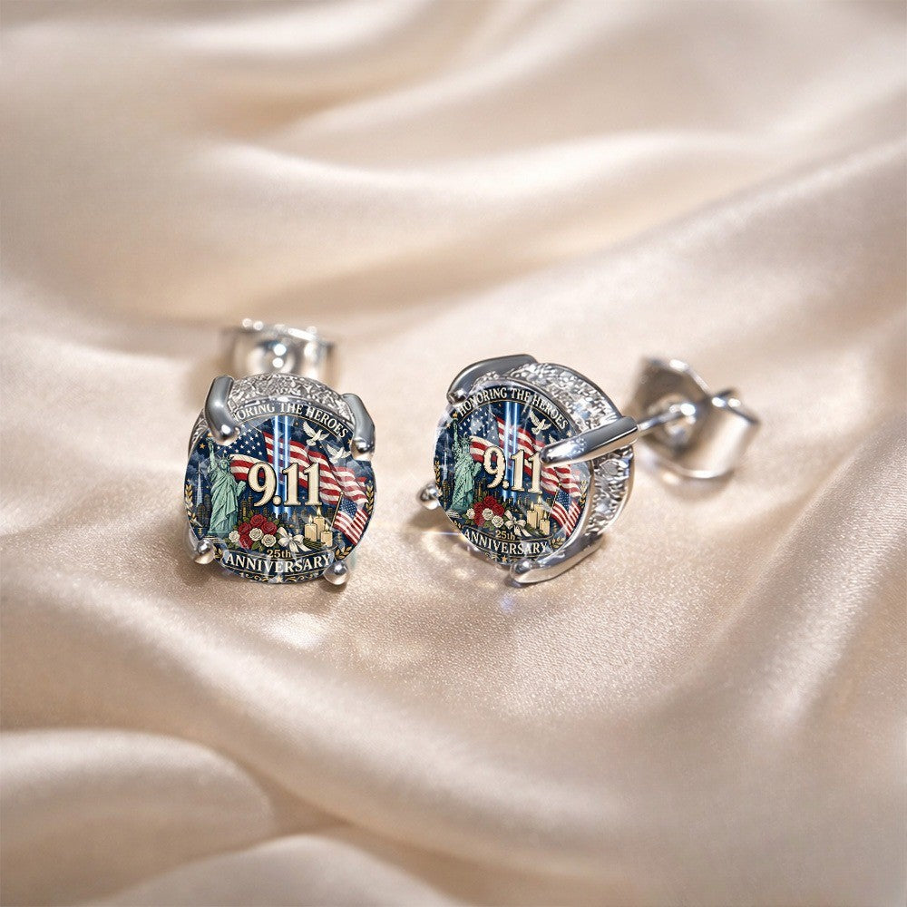 Patriotic Remembrance Badge Earrings