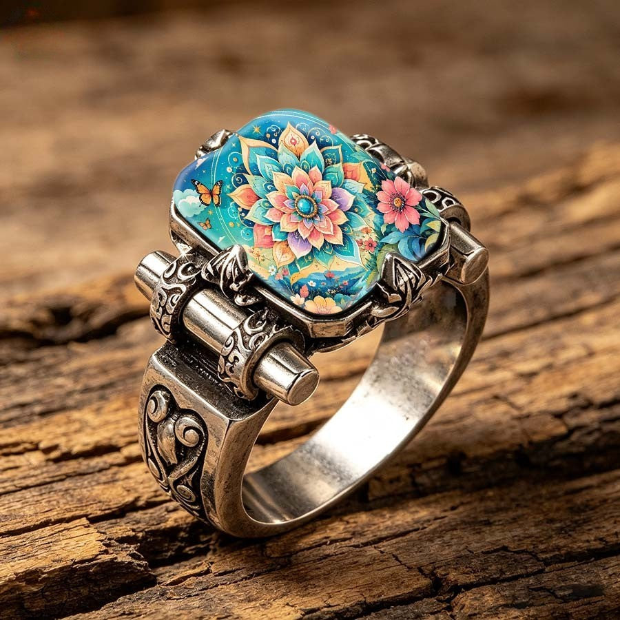 Colorful Floral Mandala Ring