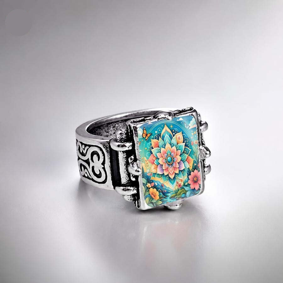 Colorful Floral Mandala Ring