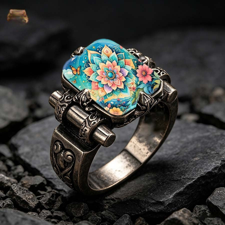 Colorful Floral Mandala Ring