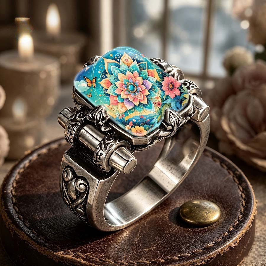 Colorful Floral Mandala Ring