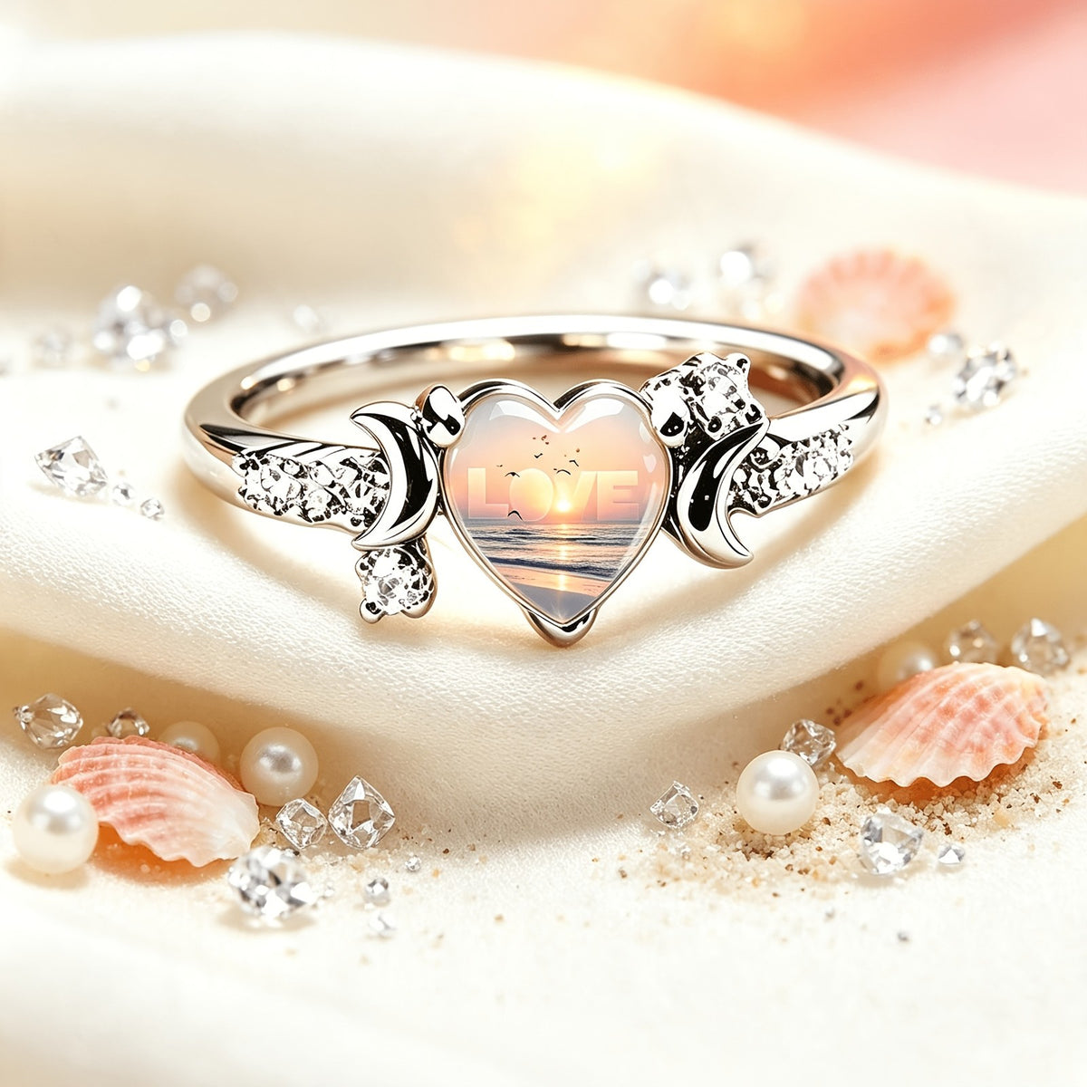 Sunset Beach Heart Ring