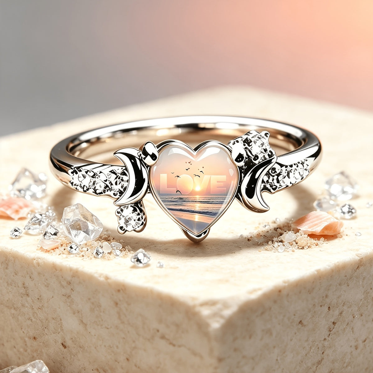 Sunset Beach Heart Ring