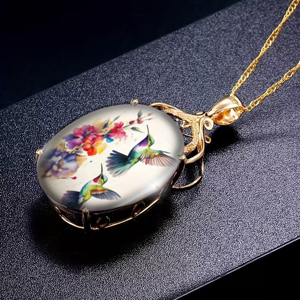 Watercolor Hummingbird Necklace