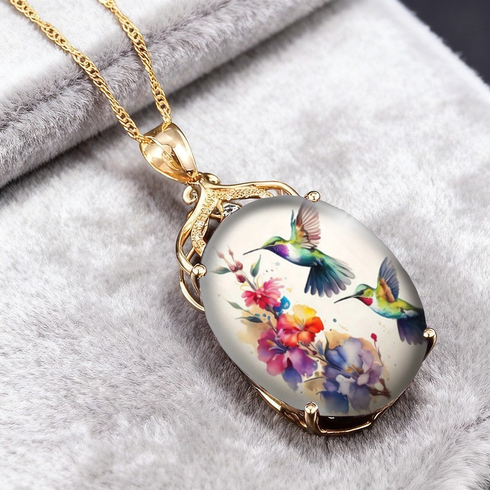 Watercolor Hummingbird Necklace