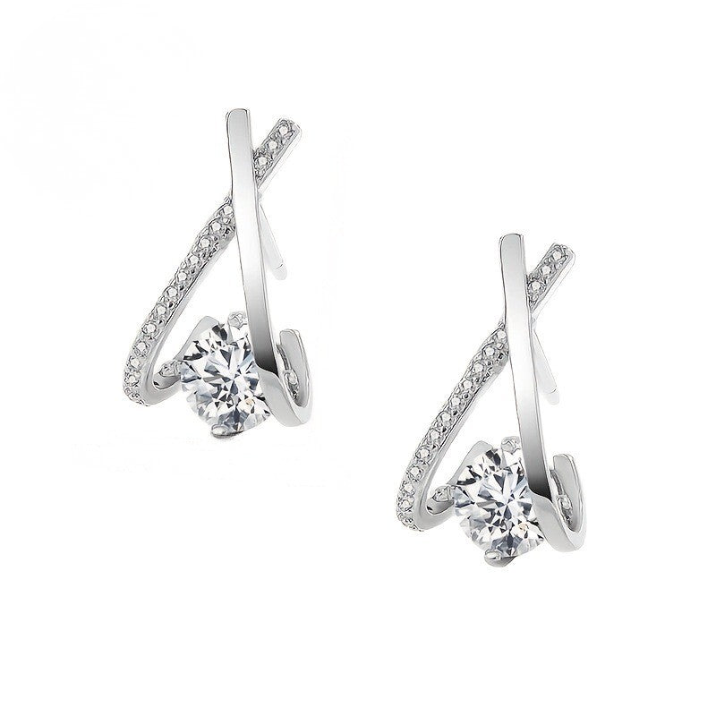 Crystal Cross-Line Earrings