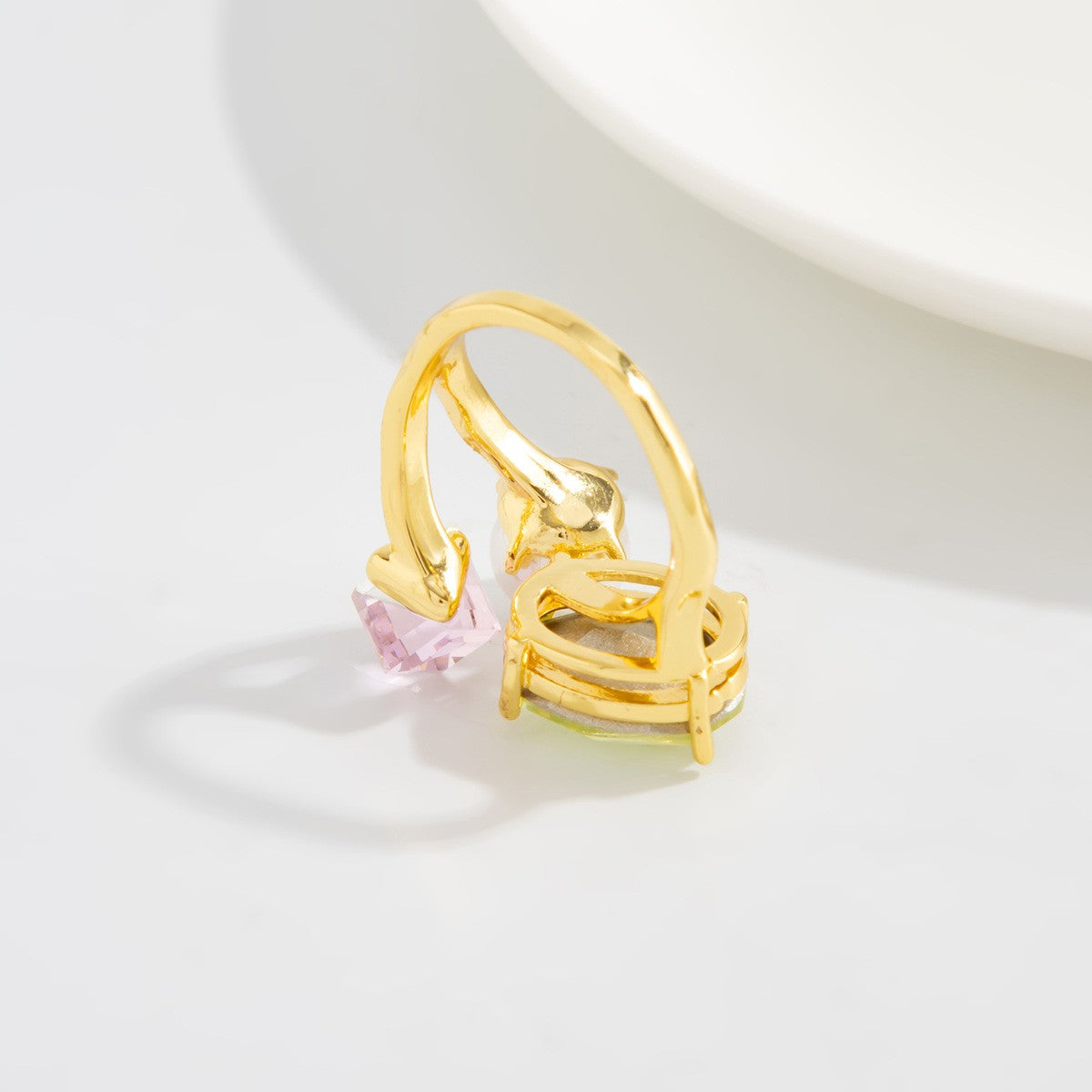 Green Oval & Pearl Cluster Ring