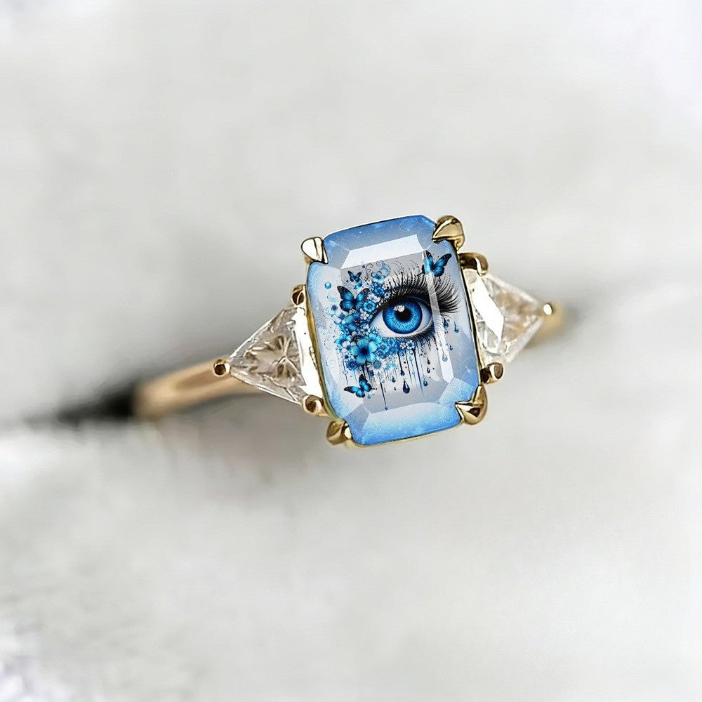 Blue Eye Square Ring