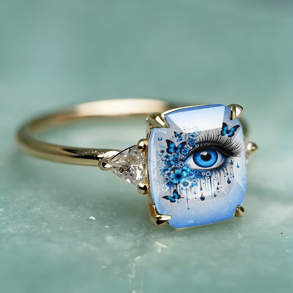Blue Eye Square Ring