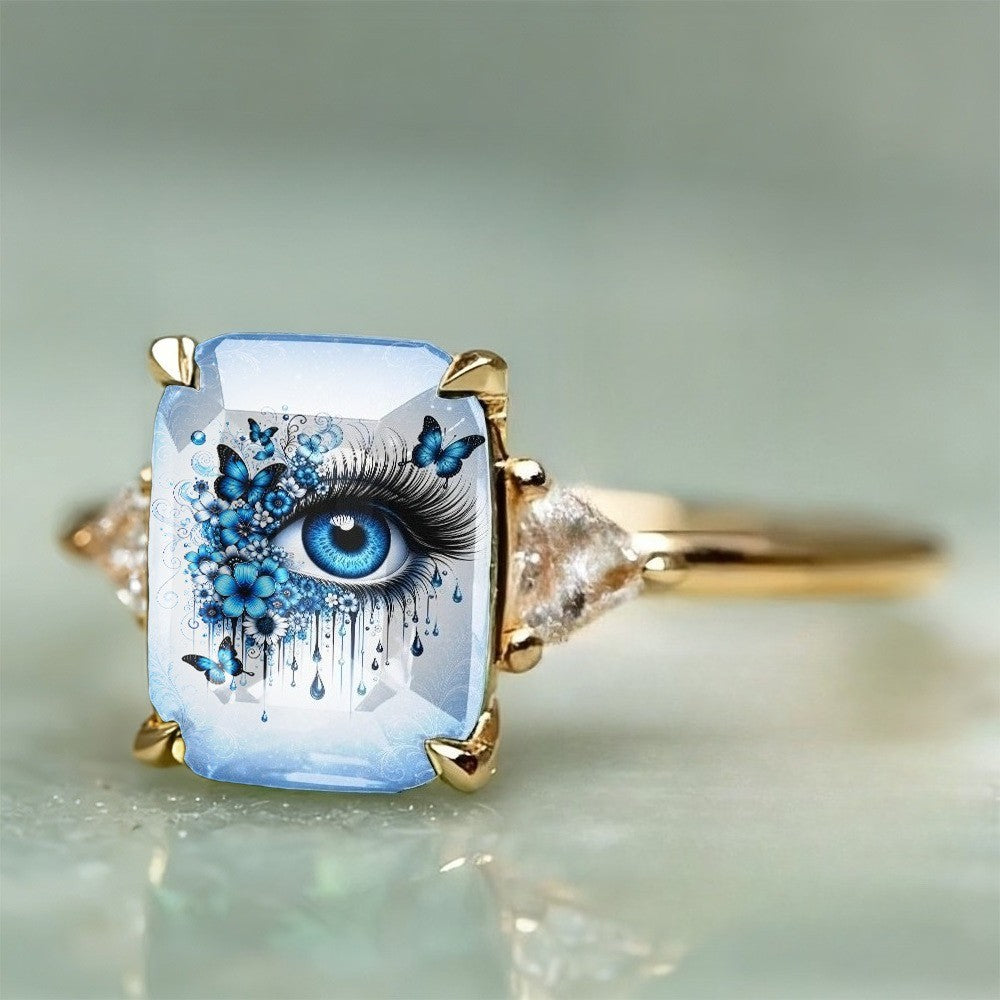 Blue Eye Square Ring