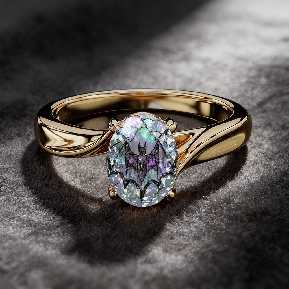 Purple Bat Oval Ring
