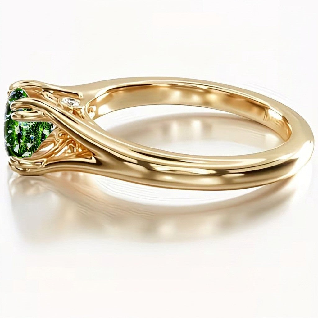 Green Dragon Eye Glass Ring