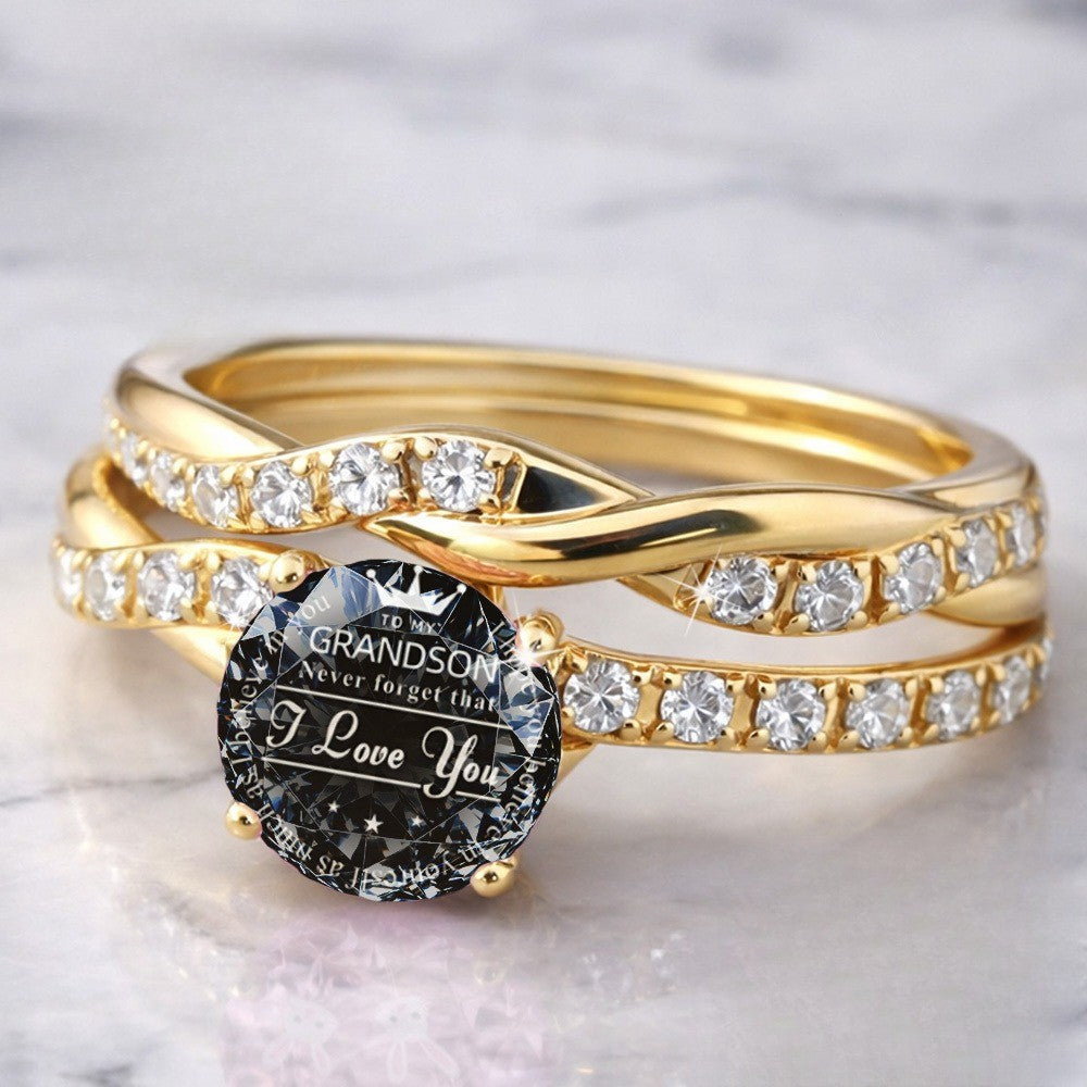 Grandson Message Crystal Ring