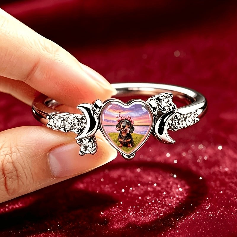 Heart Dachshund Portrait Ring