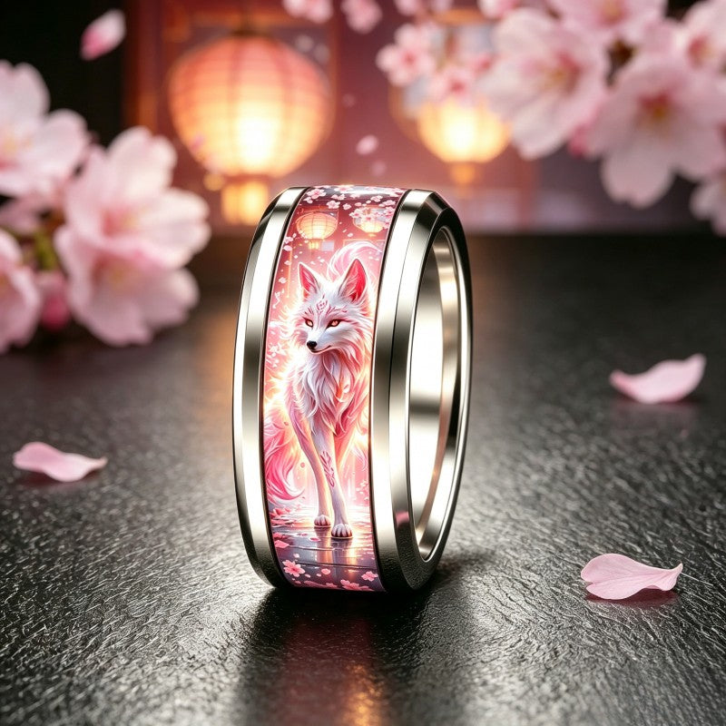 Pink Fox & Cherry Blossom Ring