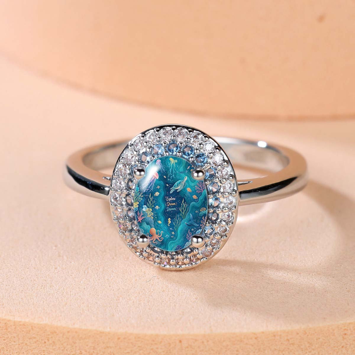 Ocean Scene Crystal Ring