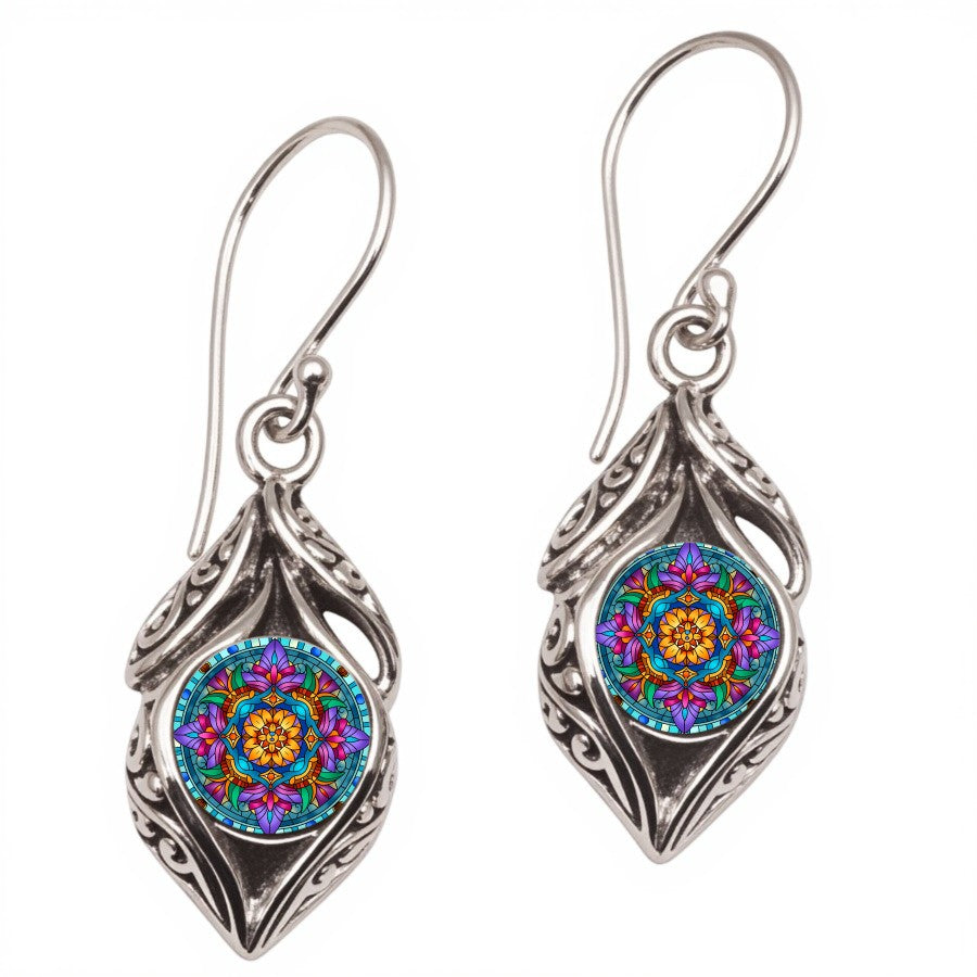 Colorful Mandala Leaf Earrings