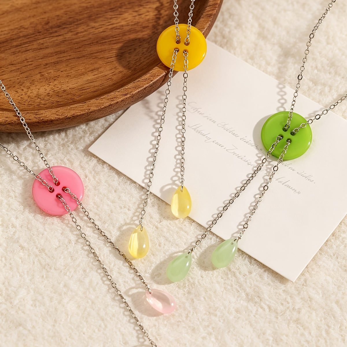 Button Double Drop Y-Necklace