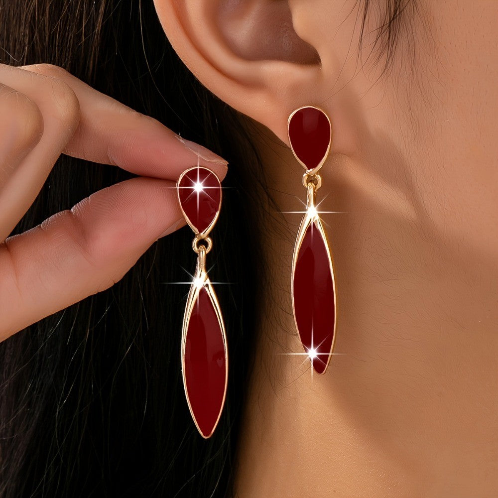 Red Marquise Drop Earrings
