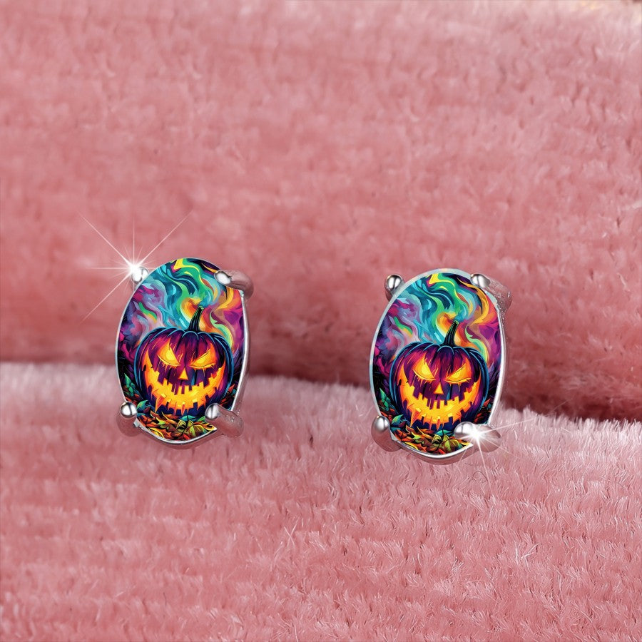 Psychedelic Pumpkin Stud Earrings