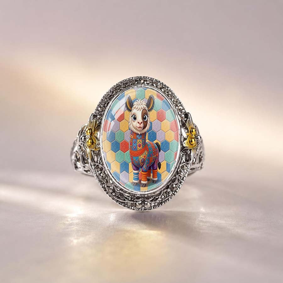 Colorful Llama Statement Ring