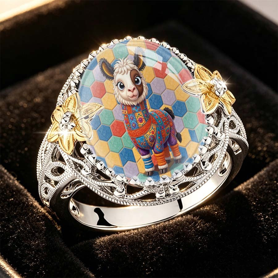 Colorful Llama Statement Ring