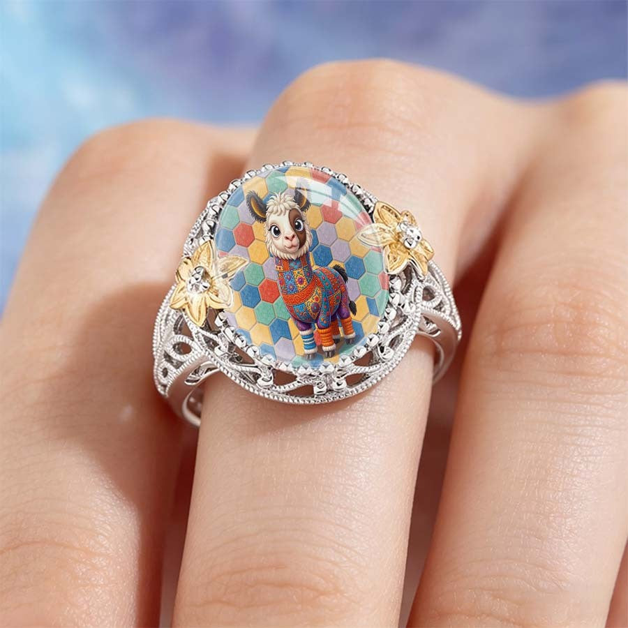 Colorful Llama Statement Ring