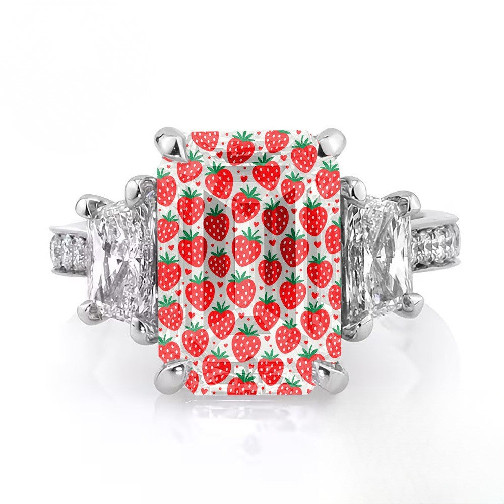 Red Strawberry Square Ring